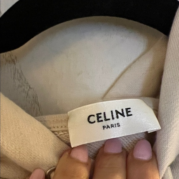 Celine Beige Hoodie with Black Logo - Picture 5 of 9